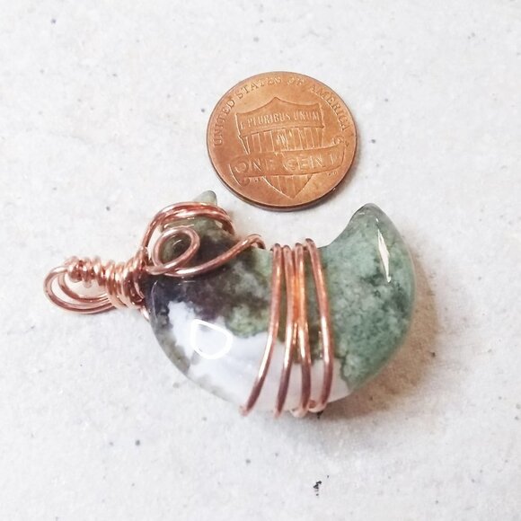 OOAK Mind Blowing Moss Agate Moon Pendant - Amazing Color Matrix! Double Sided! - Picture 12 of 13